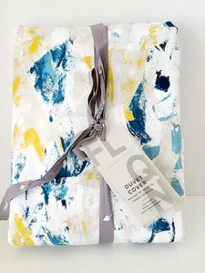 West Elm Organic Abstract Petals Duvet Cover Full/Queen NOP READ - Picture 1 of 6