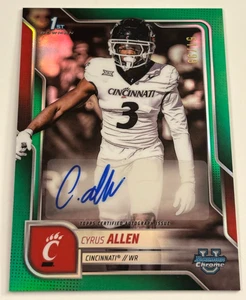 Cyrus Allen 2025 Bowman Chrome U University Green AUTO Autograph 1st RC Card /99 - Picture 1 of 1