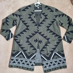 Frye Damen grün Azteken gemütliche Strickjacke Pullover vorne offen Langarm Größe XL  - Bild 1 von 6