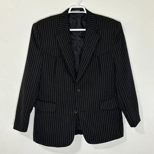 Daneli Western Wear Men’s Blazer Size 44R Black Striped Jacket Cowboy - Picture 1 of 9
