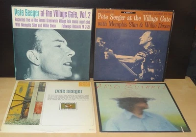 4 LOT PETE SEEGER VILLAGE GATE VOL 1 & 2 FOLKWAYS FA-2450/51, ARLO GUTHRIE NIGHT - Image 1 of 4