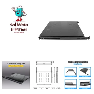 Sliding Fixed Rack Server Shelf 1U 19inch 4 Post Rack Mount-Adjustable 24inch... - Picture 1 of 7