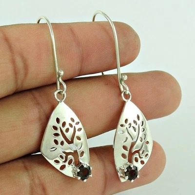 Regalo Per Donna Goccia/Orecchini Pendenti 925 Argento Naturale Quarzo Gemma - Immagine 1 di 4