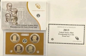 2013 Presidential Dollar Proof Set U.S. Mint Packaging OGP COA - Foto 1 di 3