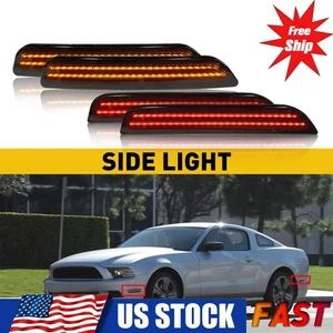 Fit 10-14 Ford Mustang "SMOKED" Front+Rear LED Side Marker Light Bumper Lamp 4pc - Picture 1 of 15