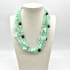 Collana di perline verde menta dichiarazione multifilo bigiotteria moda - Foto 1 di 5