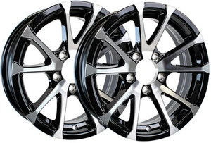 eCustomrim Two Aluminum Trailer Rims Wheels 5 Lug 13 in. Avalanche Black V-Spoke - Picture 1 of 5