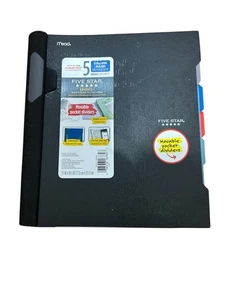 Fünf Sterne Advance drahtgebundenes Notizbuch 5 Fächer College liniert schwarz 200 Blatt - Bild 1 von 3