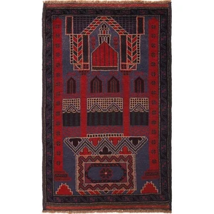 Handgeknüpfter traditioneller afghanischer Gebetsteppich 3 Fuß 0 x 4 Fuß 10 Schlafzimmerbereich Wollteppich B16096 - Bild 1 von 8