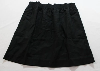 Falda de ciudad J.Crew para mujer elástica mezcla de lino y algodón con bolsillos AC2 negra talla 12  Foto 1 de 3