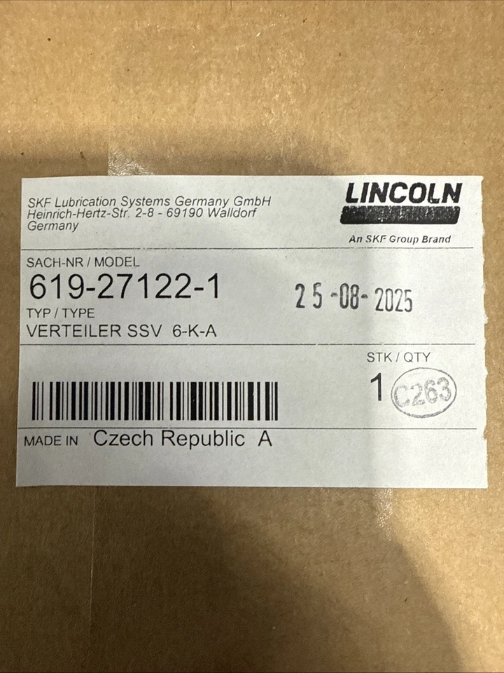 林肯工业 619-27122-1 / 619271221 (全新品牌) — 第 1/1 张图片