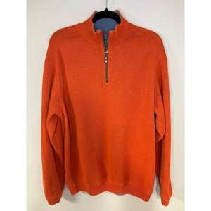 Tommy Bahama Reversible Quarter Zip Sweater Blue Orange Pullover - Picture 1 of 9
