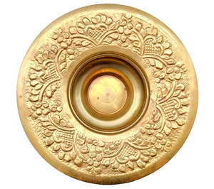 Verziertes Messing Gefäß, Schale oder Topf Repousse Blumen- und Rankenmotiv 11,75 cm - Bild 1 von 13