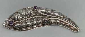 Silber Edelstein Botanical Leaf Brosche Anstecknadel, Kunstschmuck Indonesien, 925 SIGNIERT BA - Bild 1 von 10