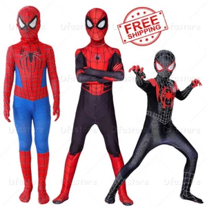 Kids SpiderMan Cosplay Costume Boys Tobey Maguire Outfit Jumpsuit Fancy Dress - Picture 1 of 58