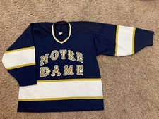 Vtg Bauer Notre Dame Fighting Irish Hockey Jersey Mens Size L