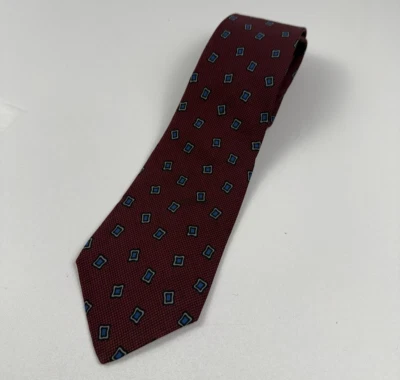 John Henry 男式 100% 真丝传统领带勃艮第全新无标签 — 第 1/4 张图片