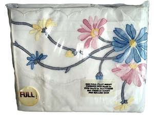 Shong Chi Bed Collection Full Flat Sheet Embroidered Hand Sewn 200 Thread Count - Picture 1 of 8