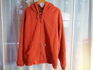 VTG 90s Y2K Wmns Hoodie Full Zip Thermal Insulated Coral Orange Salmon EUC - Picture 1 of 8