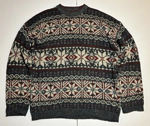 VTG Structure Cabincore Country Holiday Nordic Knit Sweater Grandpa Dad Mens M - Picture 1 of 7