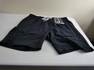 AVALANCHE Mens M Stretch Woven Rip Stop Black Drawstring Shorts NEW $68 - Picture 1 of 4