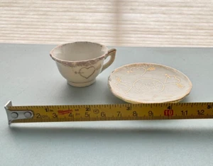 Vintage Japanese Miniature Decorative Porcelain Cup Arrow Heart Just Married - Picture 1 of 5