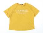F&F Womens Yellow Cotton Basic T-Shirt Size 12 Round Neck - Le Marais
