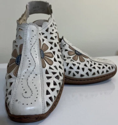 Zapato REIKER Cuero Recortado Crema Bronceado Sin Cordones Anti Estrés Plano Talla 37 6.5 Usado en Excelente Condición Foto 1 de 4