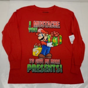 Super Mario Christmas Shirt Red Youth Boys / Girls L 10 / 12 - Picture 1 of 4