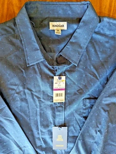 Men's HAGGAR Blue Long Sleeve Classic Fit Dress Shirt Size 2XL NWT - Picture 1 of 2