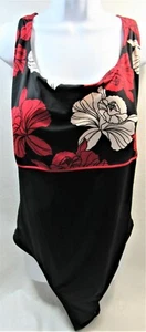 Traje de baño Cherokee de una pieza para mujer talla 26W negro, rojo, blanco floral nuevo - Imagen 1 de 8