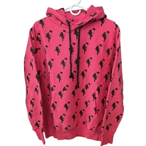 Felpa con cappuccio MTV logo donna piccola rosa caldo fucsia pullover tasche nuova con etichetta - Foto 1 di 12