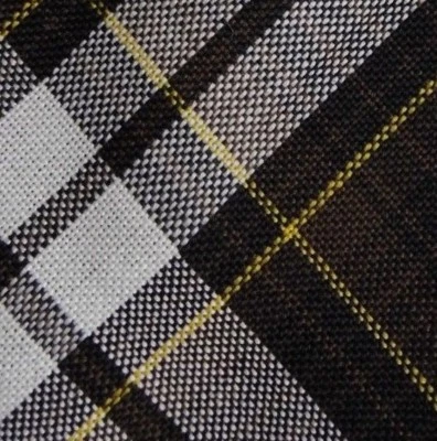 Corbata de lana ajustada marrón blanca a cuadros tartán con punta automática Foto 1 de 4