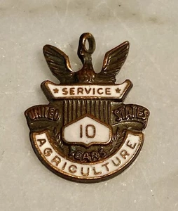 Vintage Agriculture Enamel 10 Year Service Award Pendant - Imagen 1 de 4