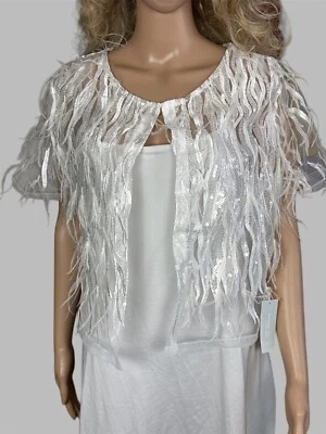 Chaqueta Ligera Madre De Novia Novia O/S Plumas Lentejuelas Foto 1 de 4