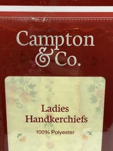 Campton & Co. Ladies Hankerchiefs 3 Pack Pink Floral NIP 12 X 12 " - Picture 1 of 10