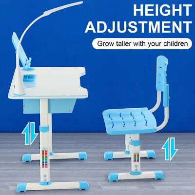 Kinderschreibtisch höhenverstellbar Jugendschreibtisch Schreibtisch mit Stuhl DE - Bild 1 von 4