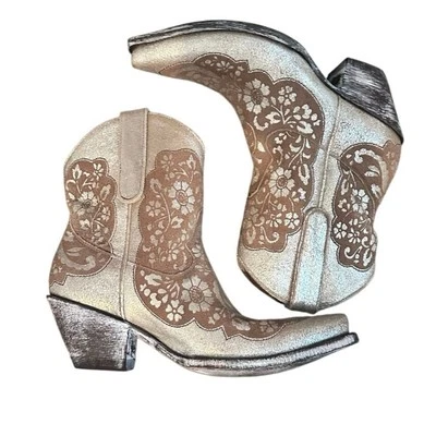 Old Gringo 女式花卉刺绣 Migissi Taupe 西切尔西靴 7 码 — 第 1/4 张图片