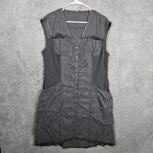 Vestido XCVI para mujer extra grande negro sin mangas cuello deshilachado boho - Imagen 1 de 9