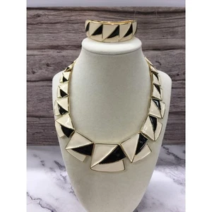Vintage Trifari Kunio Matsumoto Enamel Necklace Bracelet Set - Picture 1 of 14