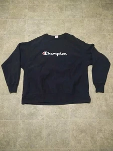 Champion Reverse Weave Sweatshirt Men's 2XL XXL Black Spell Out Logo - Picture 1 of 5