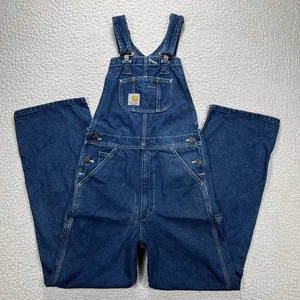 Carhartt Bib Overalls R07-DST 28x32 Blue Denim Workwear Farm Utility Carpenter - Picture 1 of 11
