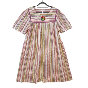 Go Softly Patio House Dress MuMu Womens L Striped Seersucker Full Zip Cotton - Picture 1 of 6