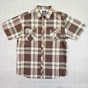 Noiz Streetwear Button-up Shirt Men's 2XL Brown Plaid Workwear Gorpcore Y2K - Picture 1 of 18