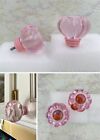 Clear Pink Acrylic Flower Cabinet Knobs Drawer Pulls Hardware Pair 2-Pc 2.125