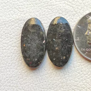 Nuummite pair cabochon rare black nuummite loose gemstone for jewelry R12099 AU - Imagen 1 de 5
