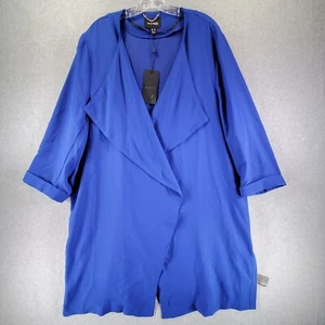 Tailored Royal Blue Long Sleeve Side Button Open Front Duster Jacket Size 20 - Picture 1 of 10