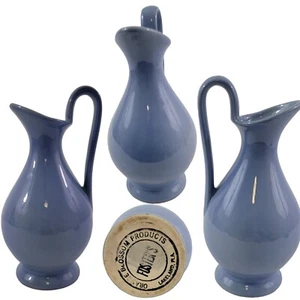 Vintage Foster’s Orange Blossom Collectible Blue Vase Pottery Pitcher w/ Handle - Picture 1 of 20