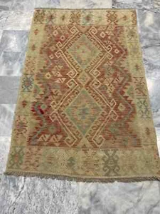 Alfombra Kilim Afgana Vintage Multicolor Lana Salón Azteca Kilim 123x176cm - Imagen 1 de 3