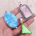 Pink Opal 925 Silver Plated Handmade Pendant Wholesale Lot 1.5 To 3" Ethnic